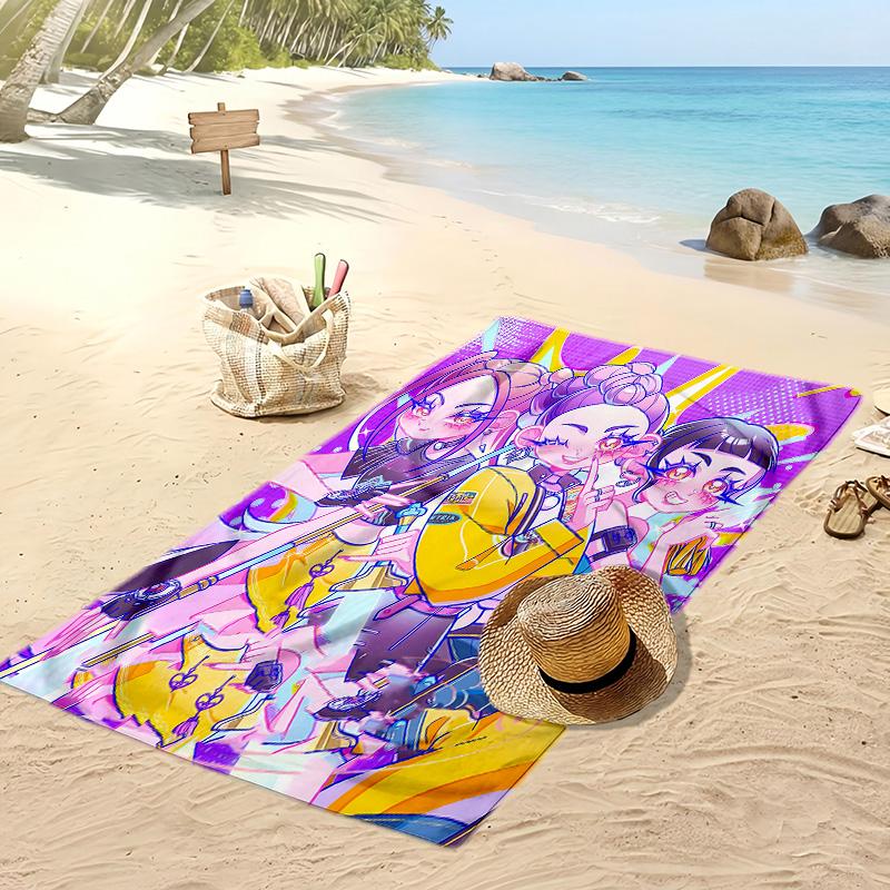 Asciugamano da Spiaggia Stampato Kpop Demon Hunters, Asciugamano Grande Assorbente ad Asciugatura Rapida per Estate e Attività all'Aperto in Acqua