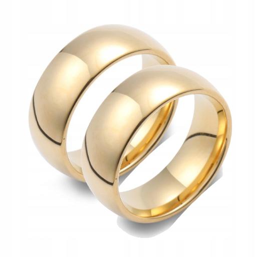 Classic Gold Wedding Rings 316L Steel Pair Beautiful 2 Pieces
