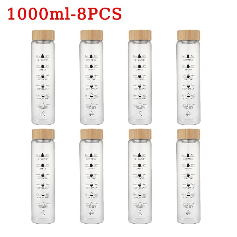 700/1000ml Large-capacity Glass Cup High Borosilicate Bamboo Lid Time Scale Portable Water Cup Tea Cup Accompanied By Gift Cups