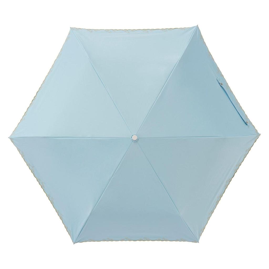 Moonbat Folding Sun and Rain Light Heat UV Clover Scallop Blue [Esta] Women's Parasol, Protection, Blocking, Blocking, Protection, Design,