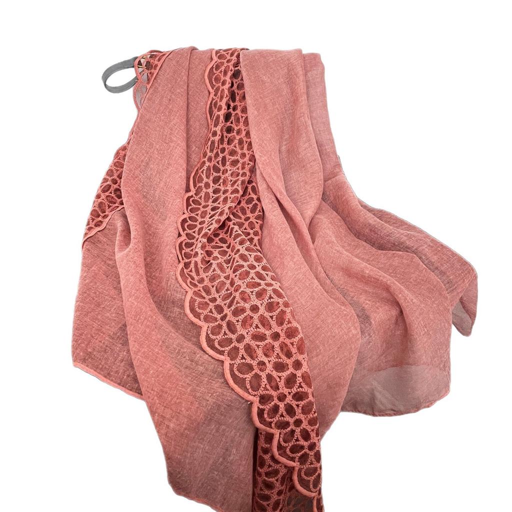 New Linen Lace Cotton Linen Thin Scarf for Women's Literary Versatile Shawl Scarf Silk Scarf Solid Color Scarf
