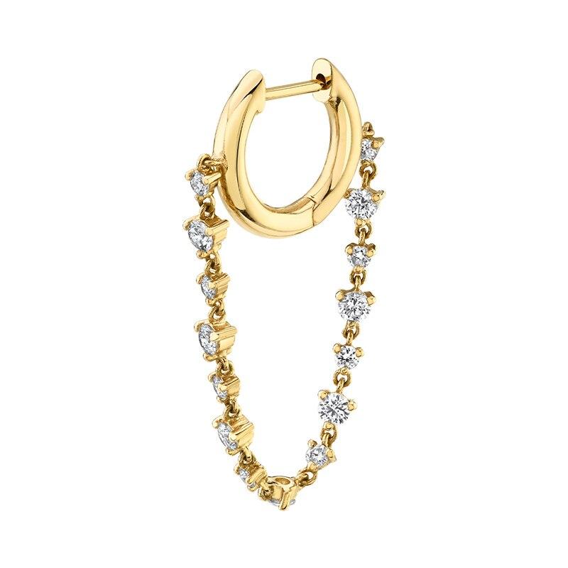 1PC 925 Sterling Silver Ear Buckle Chain Drop Hoop Earrings for Women Rainbow Personality Earrings Females Jewelry