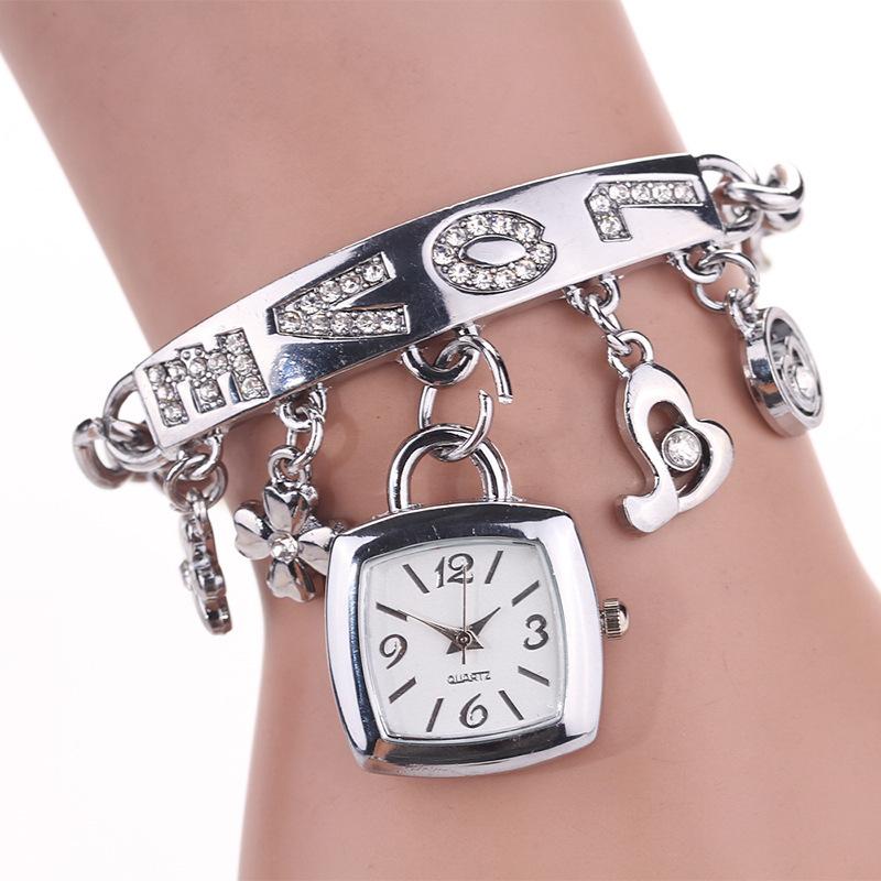 Bracelet Wrist Watch Rhinestone Flower Heart Love Style Stainless Steel Stylish Quartz Bracelet Watch for Daily Zeg… More
