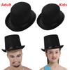 Chapeau Haut de Forme Élégant en Feutre Noir pour Enfants/Adultes Accessoire de Fête Déguisée pour Costumes de Magicien ou de Dompteur
