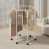 Hexagonal Rotating Garment Rack Free Standing Heavy Duty Clothes Hanger Space Saving Dormitory Laundry Organizer Multi Hook Drying Stand Iron Frame