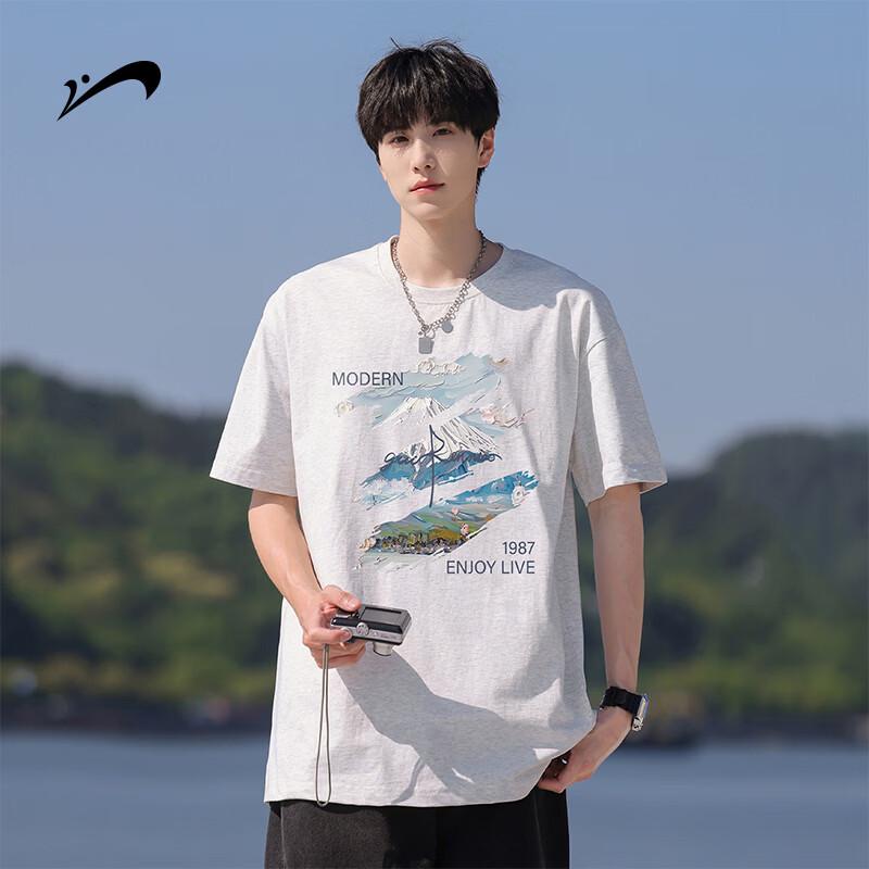 Guirenniao Unisex Cotton Mountain Print T-Shirt