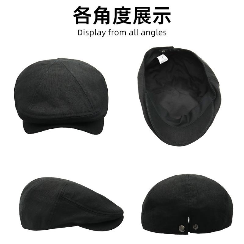 Spring and summer flax forward hat men's and women's solid color painter hat street feeling newsboy hat