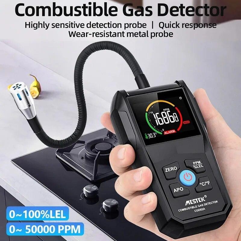 CGD02A Brennbares Gas-Detektor-Analysator 50000 PPM 100% UEG-Gas-Leck-Detektor LCD-Bildschirm Ton- und Lichtalarm Gasanalysator