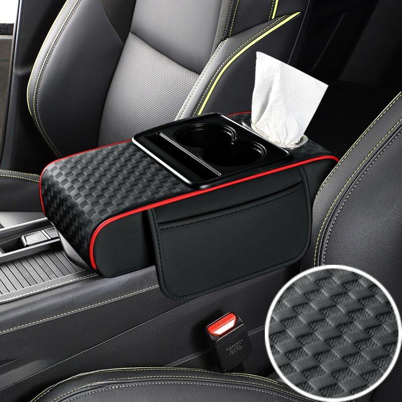 Boîte d'accoudoir de voiture Épaissir Coussin de hauteur Repose-bras Coussin avec poche Porte-gobelet pour mouchoirs Coton à mémoire de forme Support de coude Coussin de hauteur