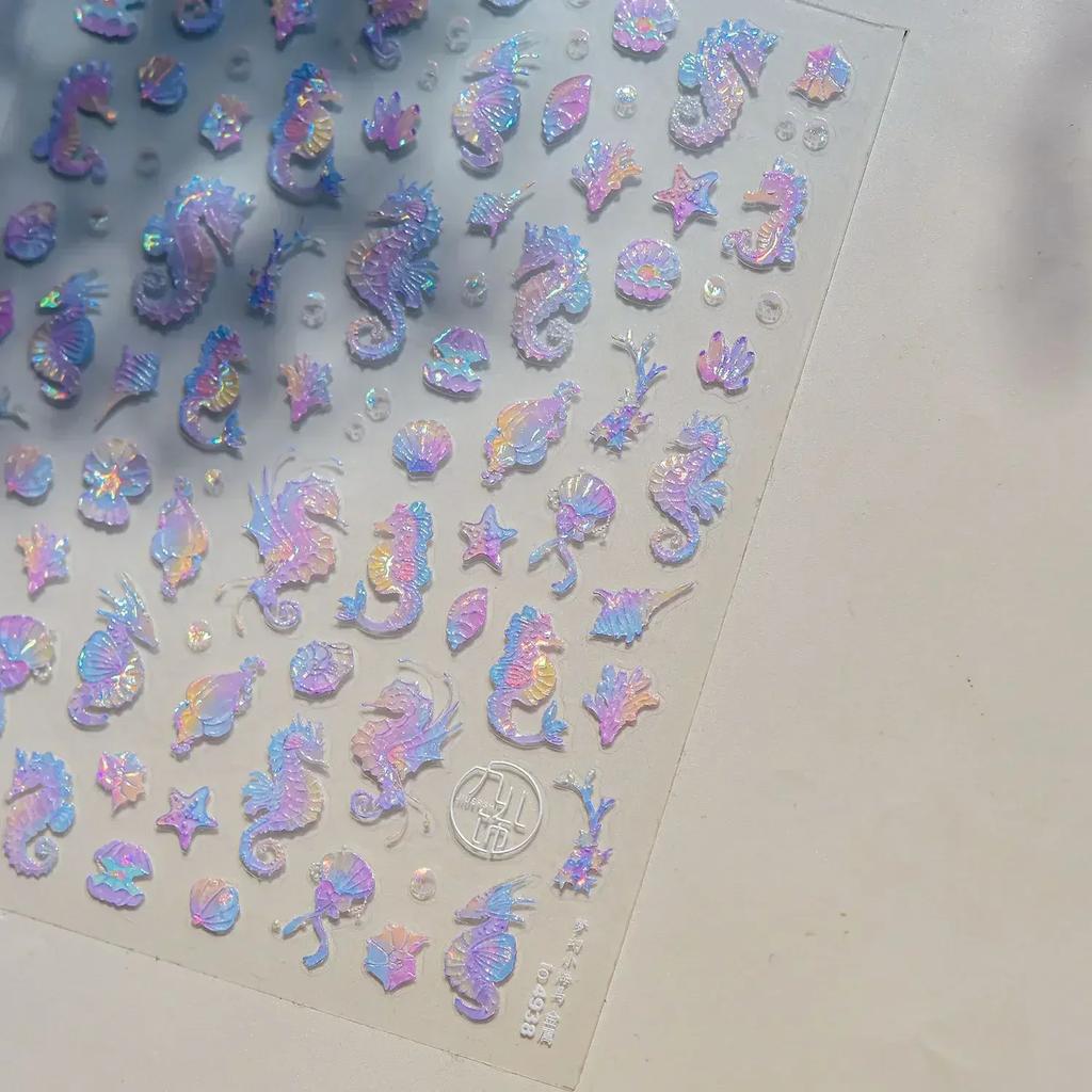 Magical Blow Bubbles Goldfish Bunny Rabbit Cat Kitten Shape Shiny Dreamy Bubbles 5D Nail Art Decorations Sticker Manicure Decal