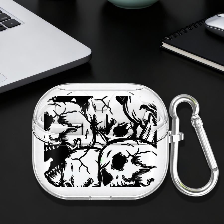 Gothic Skeleton Clear Earphone Cases Cover With Hook Case For Samsung Galaxy Buds 3 FE 2Pro Live 4 Pro 2 3Pro 4Pro
