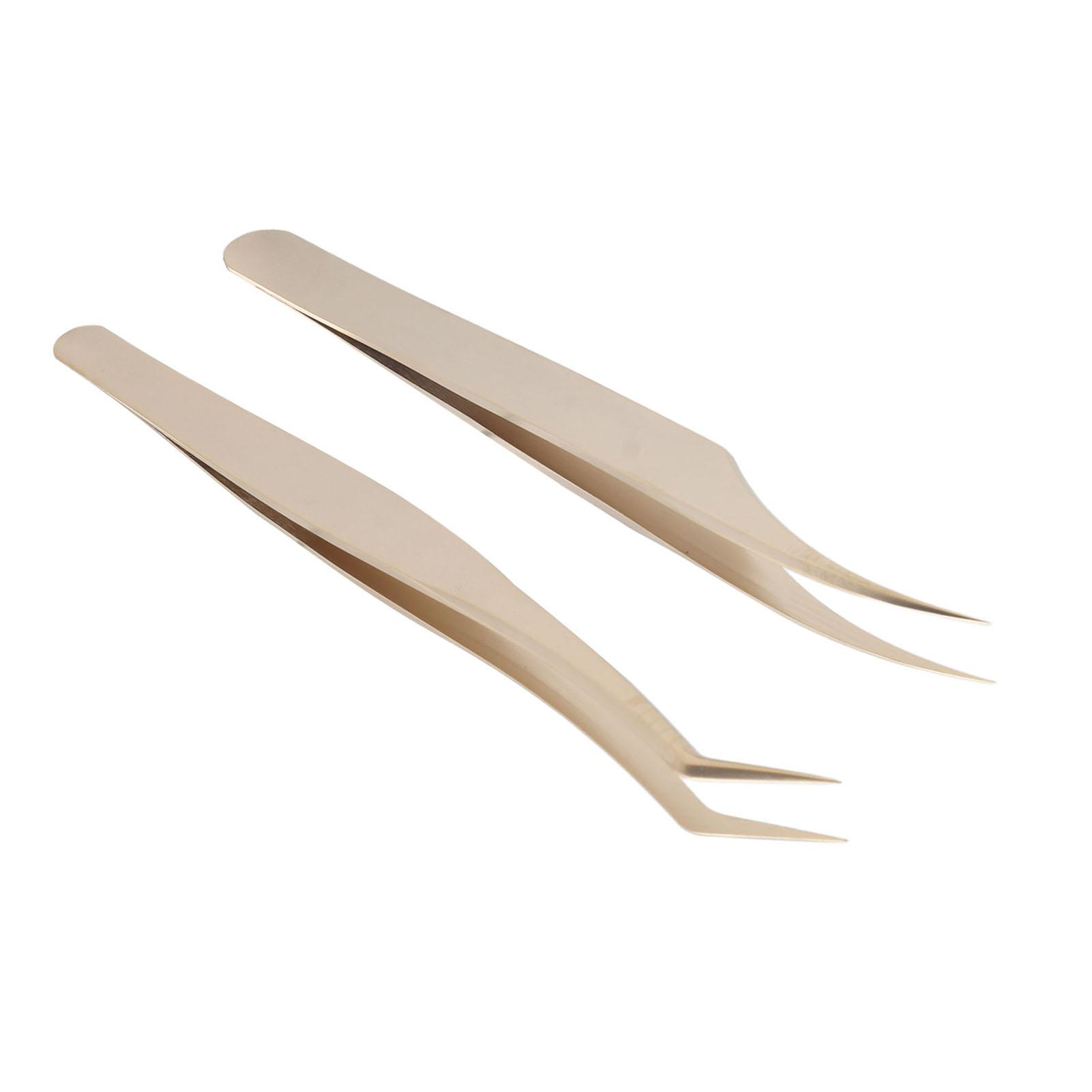 

Набор из 2 пинцетов для наращивания ресниц, прочно фиксирующие, с изогнутыми кончиками, из нержавеющей стали, для накладных ресниц