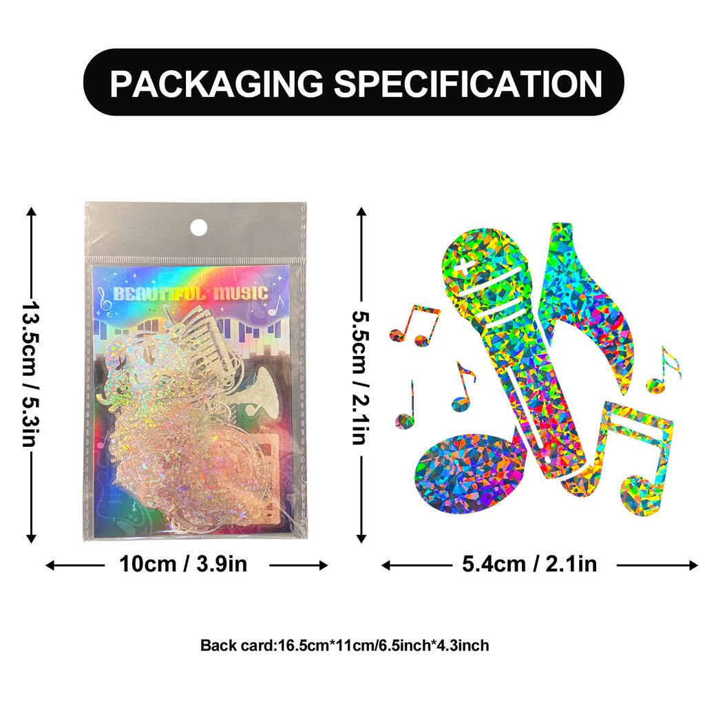 50 Silver Laser Music Notes Stickers PET Colorful Decorative Stickers Personalized DIY Stickers