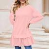 Women's Fashion Casual Loose Long Sleeve Ruffle Mid-Length Solid Color Sweatshirt