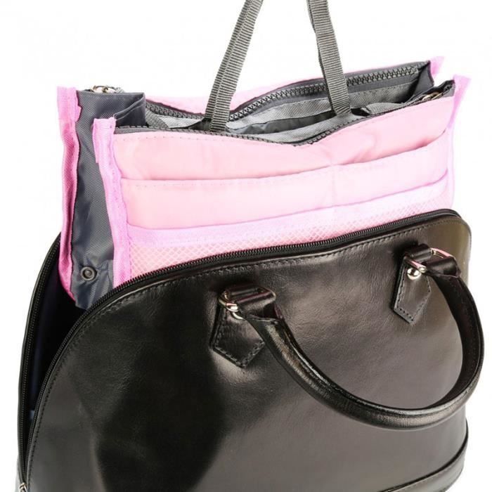 Organisateur de sac à main - SHOP-STORY - Rose - 100% nylon - 13 compartiments - Lavable en machine