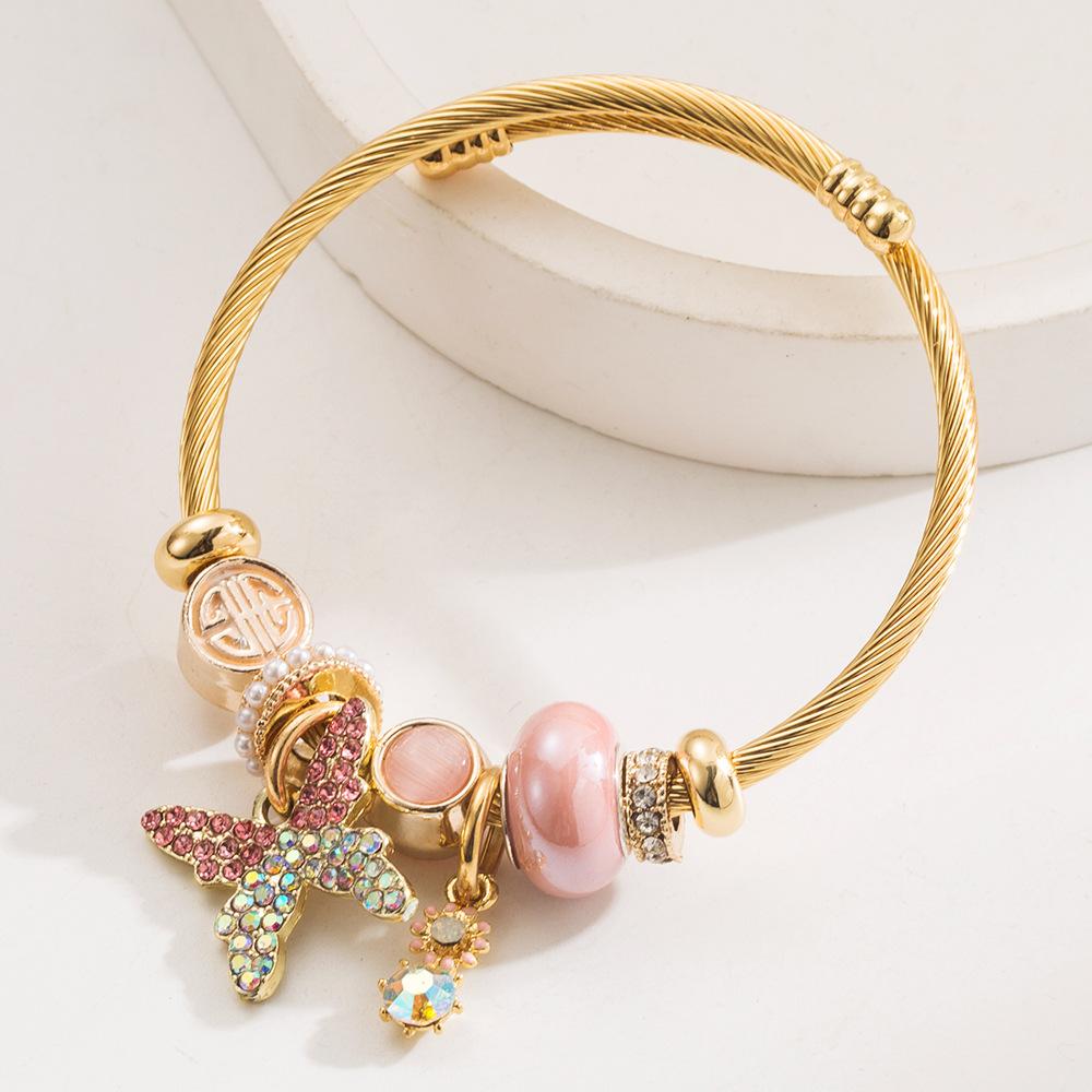 Beaded Bracelet Butterfly Inlaid with Diamonds Adjustable Versatile Fairy Bracelet Personalized Bestie Bracelet