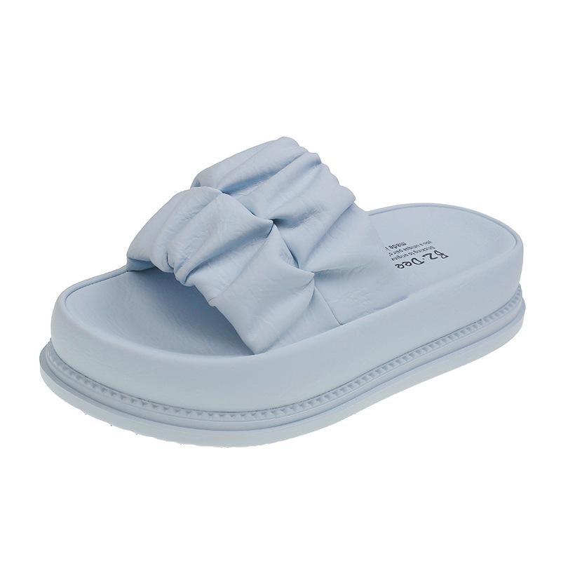 Thick-soled slippers for women's outer wear 2025 summer new non-slip heightening fashionable muffin one-word slippers