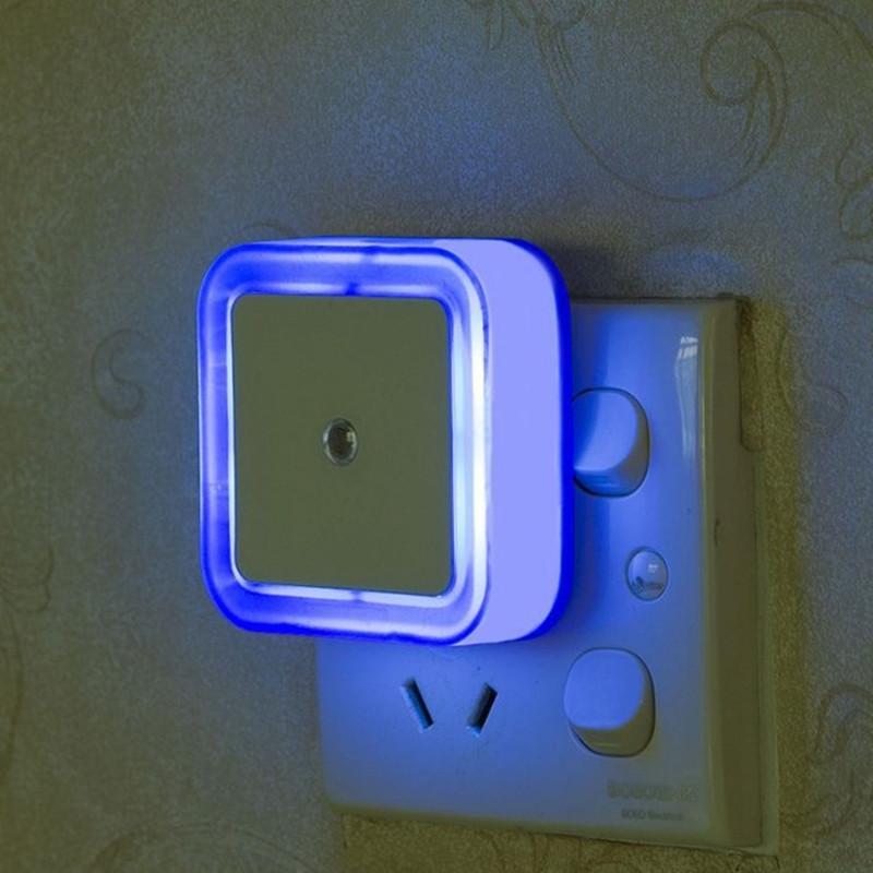 LED Night Light Mini Square Light Control Sensor Bedroom Living Room Corridor Bathroom Eye Protection EU/US Plug Night Lamp