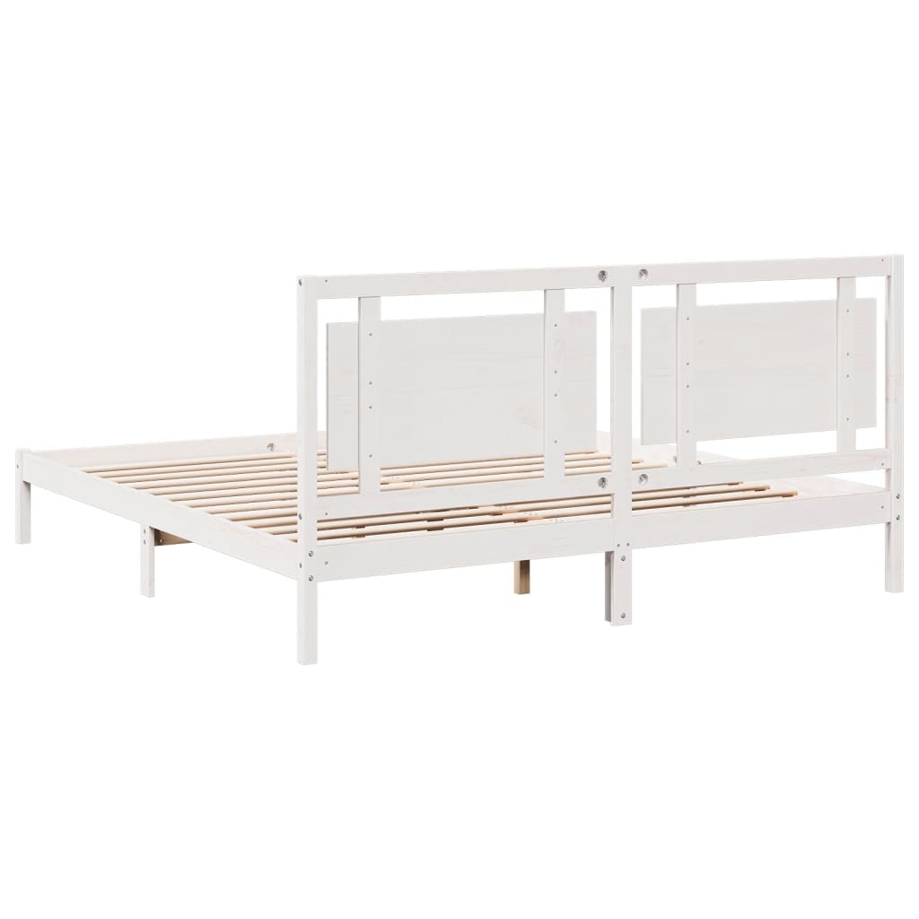 Vidaxl Dłuższe Łóżko Bez Materaca, Białe, 200X210 Cm, Lite Drewno