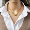 Gold Plated Triple Ball Pendant Necklace, Stainless Steel Double Snake Chain Choker, Waterproof Minimalist Jewelry for Women Gift