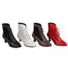 Autumn and winter new European and American style lace lace wine glass middle heel front strap pointed women's short boots