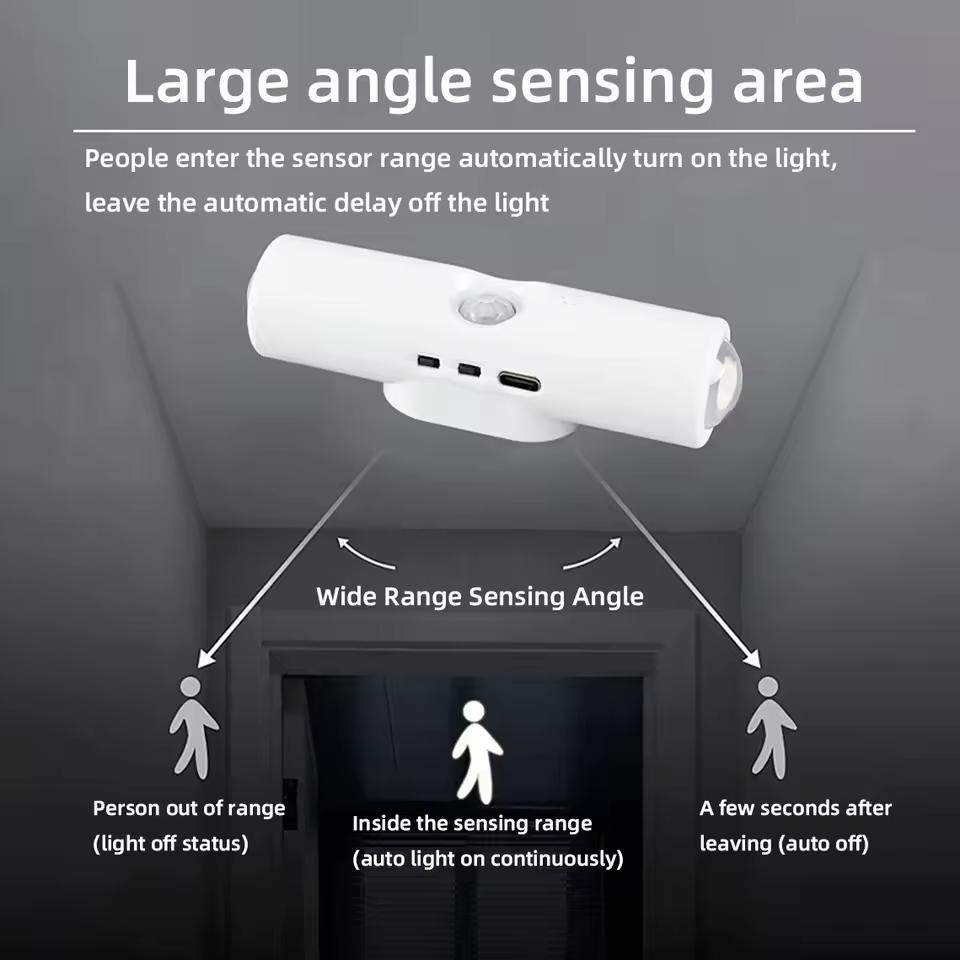 RGB LED Night Lights Double-head Sunset Light Motion Sensor Under Cabinet Lamp USB Charging Magnetic Bedroom Atmosphere Lighting