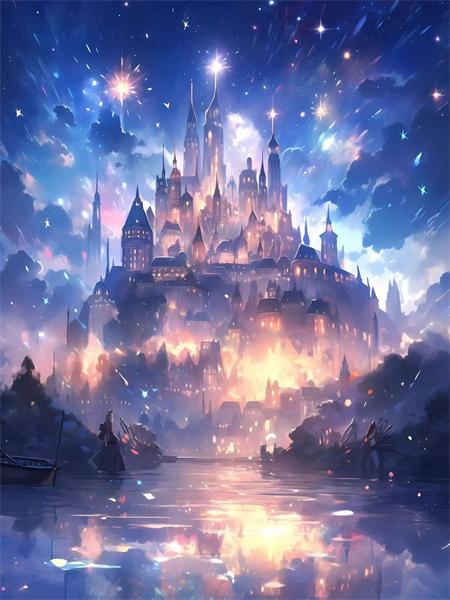 Diamond Art Painting Castle Fireworks Full Square Round Embroidery Mosaic Fantasy Landscape Home Decor