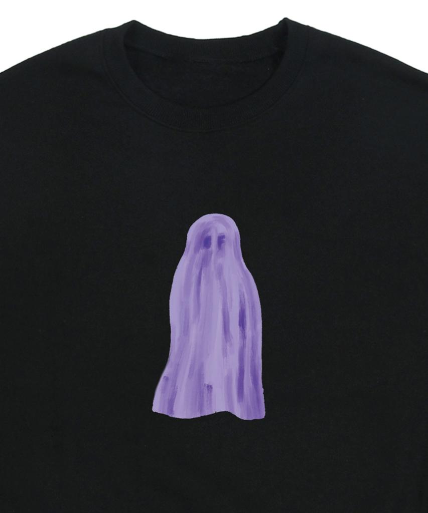 GRAVER [Unisex] Ghost Center Sweatshirt_Black/Purple Logo