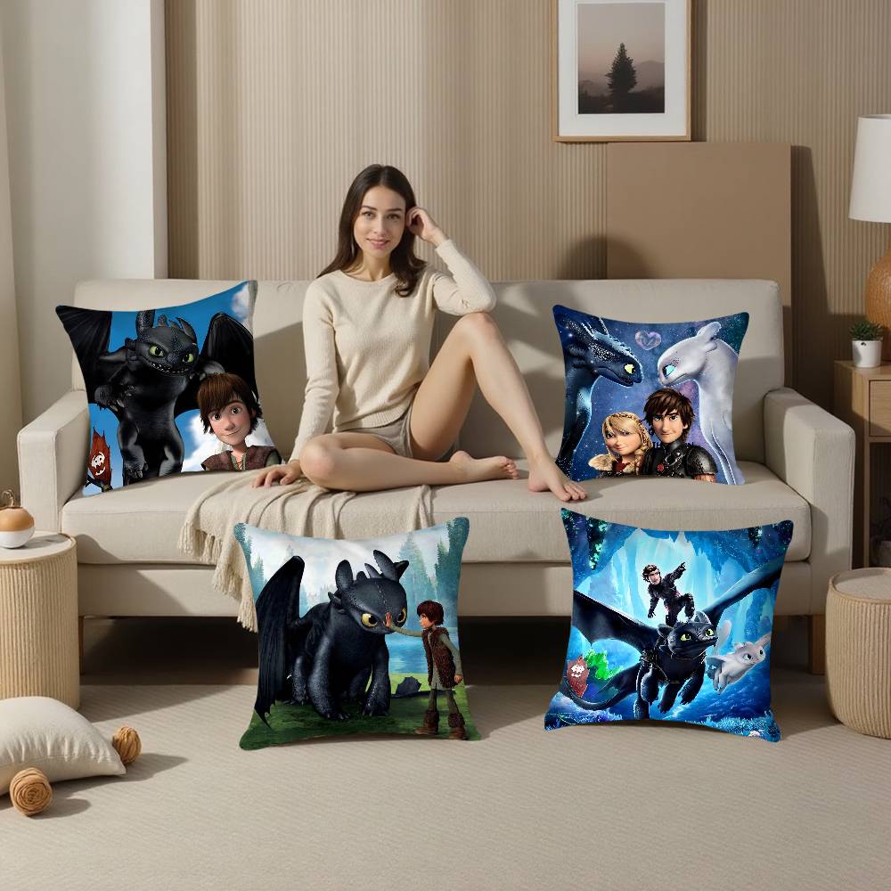 How To T-Train Your D-Dragon Pillow Case Sofa Living Room Bedroom Double-sided Printing Square Cushion Nap Time Pillow Case