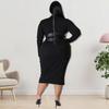 Plus Size Womens Knit Midi Dress With Zipper Detail Double-Layer Collar Long Sleeve Milk Silk Fabric Sweet Fresh Style