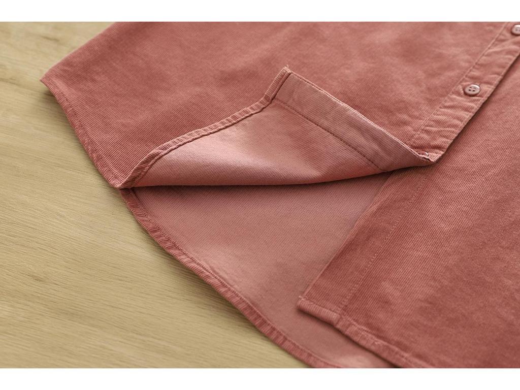 Pure Cotton Corduroy Women's Long Sleeve Shirt - Artistic Casual Style for Spring & Autumn (8372)