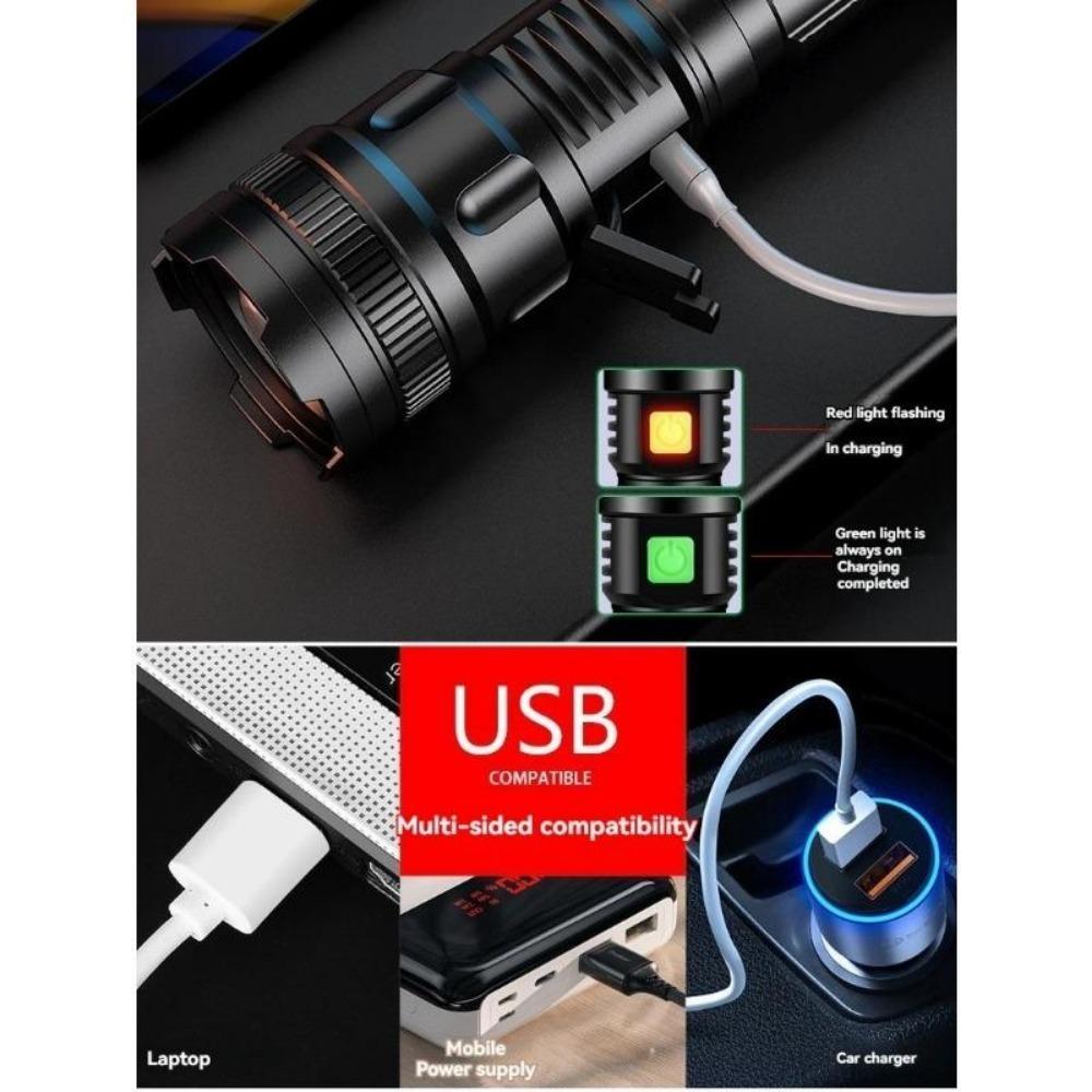 Charging Zoom Strong Light P50 Flashlight Outdoor Lighting Waterproof Aluminum Alloy Flashlight Portable Home use