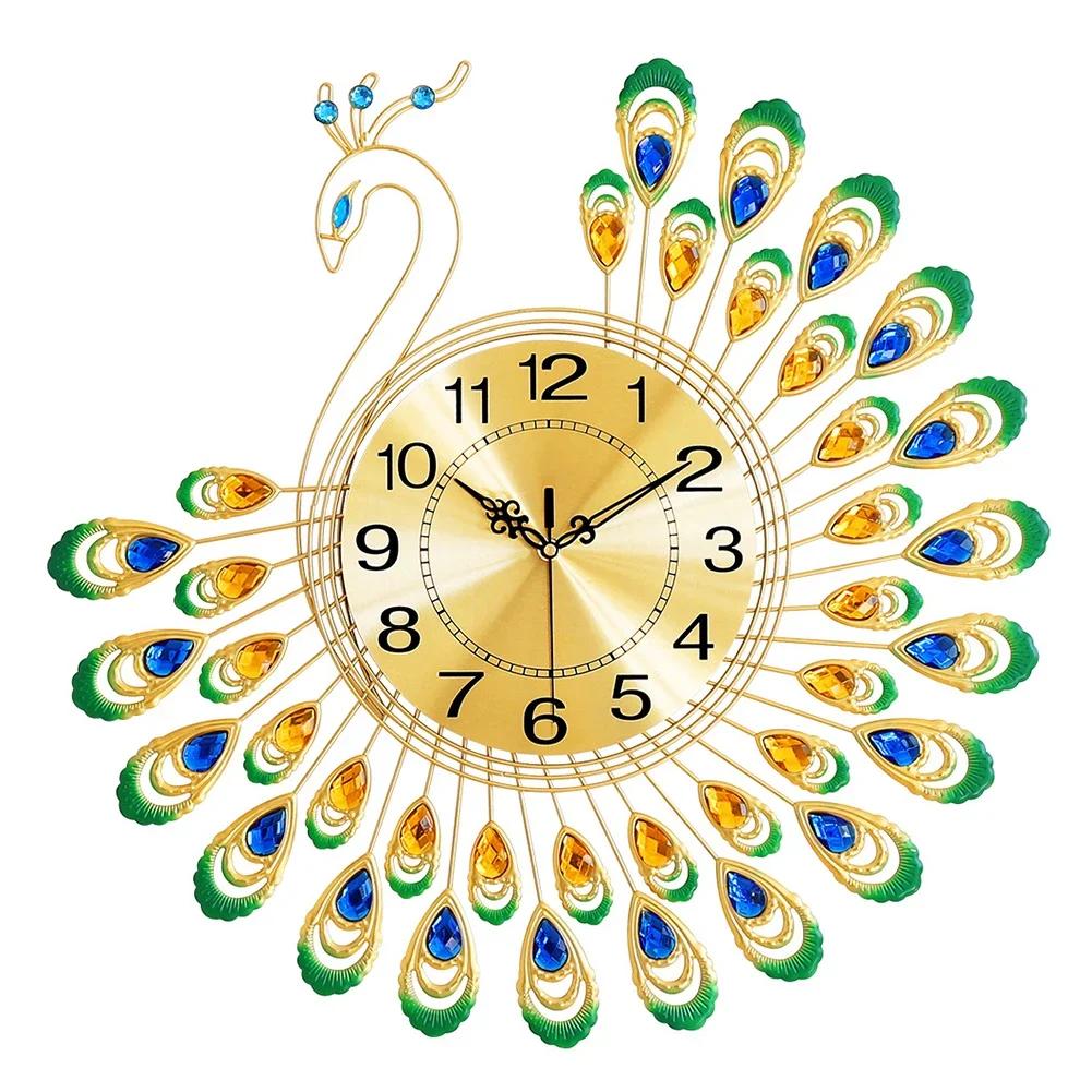 

Charming 15in Metal Wall Clock Featuring a Unique For Crystal Studded Peacock Design for Contemporary Interiors China Mainland