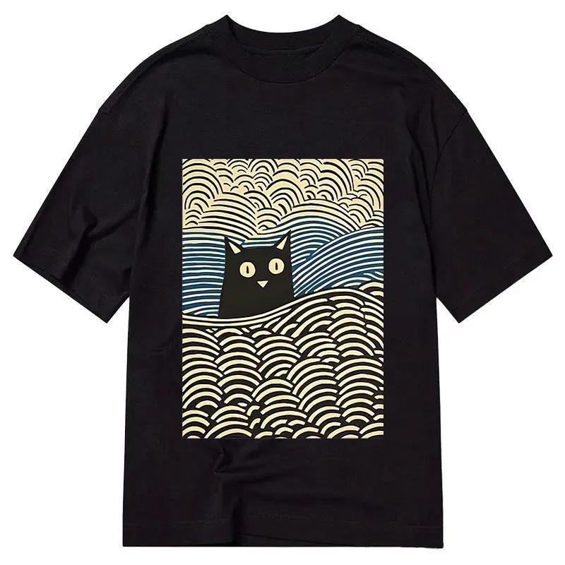 Kawaii Cat Japanese Printed Cotton T-shirt Summer Men s and Women s New Clothing Fashion High Quality Y2K T-shirt Street Wear... S разноцветный
