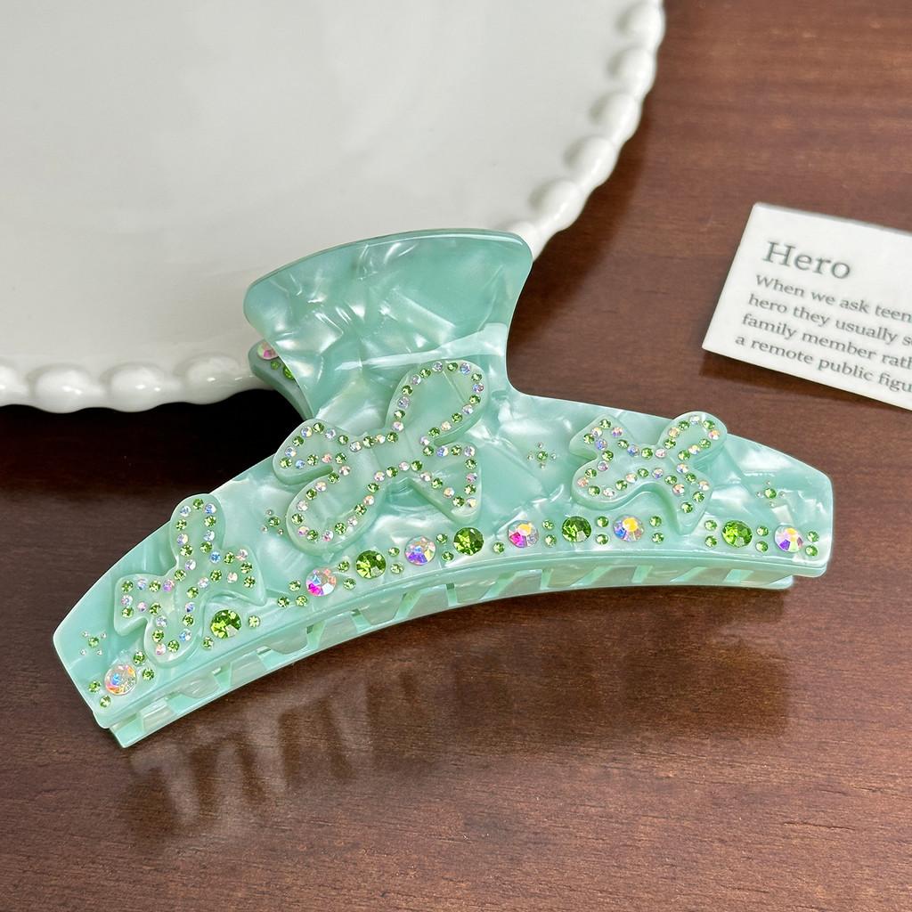 Stylish Korean Version Large Rhinestone Decorated Bowknot Hair Claw Clip For Women