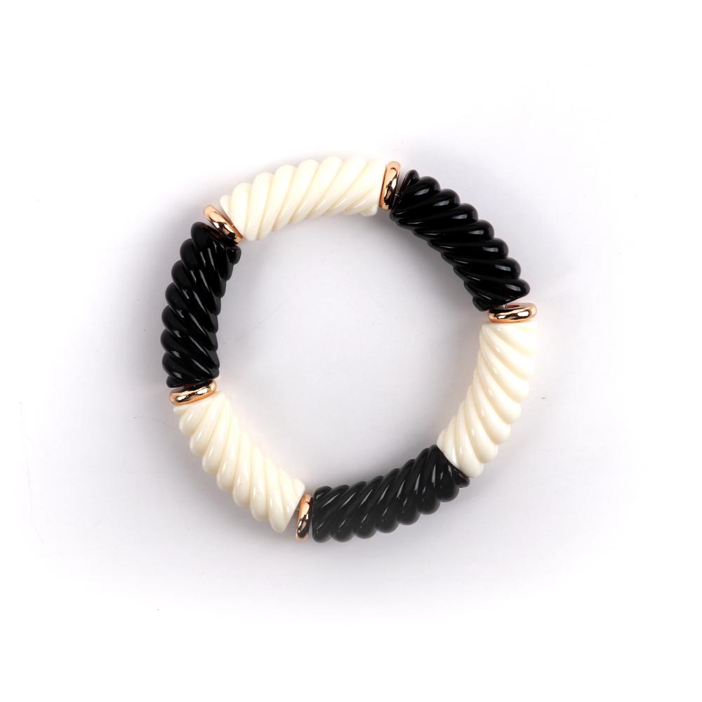 Bohemain Acrylic Twist Bamboo Stack Elastic Bracelets for Women Men 2025 Colorful Resin Tube Beads Bracelet Bangle Jewelry Gift