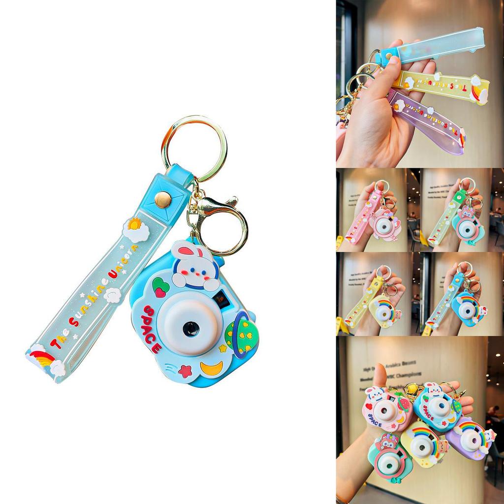 Adorable Cartoon Projection Camera Keychain Charming Gift For Students And Car Owners