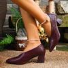 Ladyshoes Middle Heel Single Shoes Retro High Heels Four Seasons Shoes
