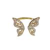 Individuality Zircon Golden Butterfly Open Ring Women's Classic Beautiful Fashion Daily Accessory Party Jewelry Birthday Gifts