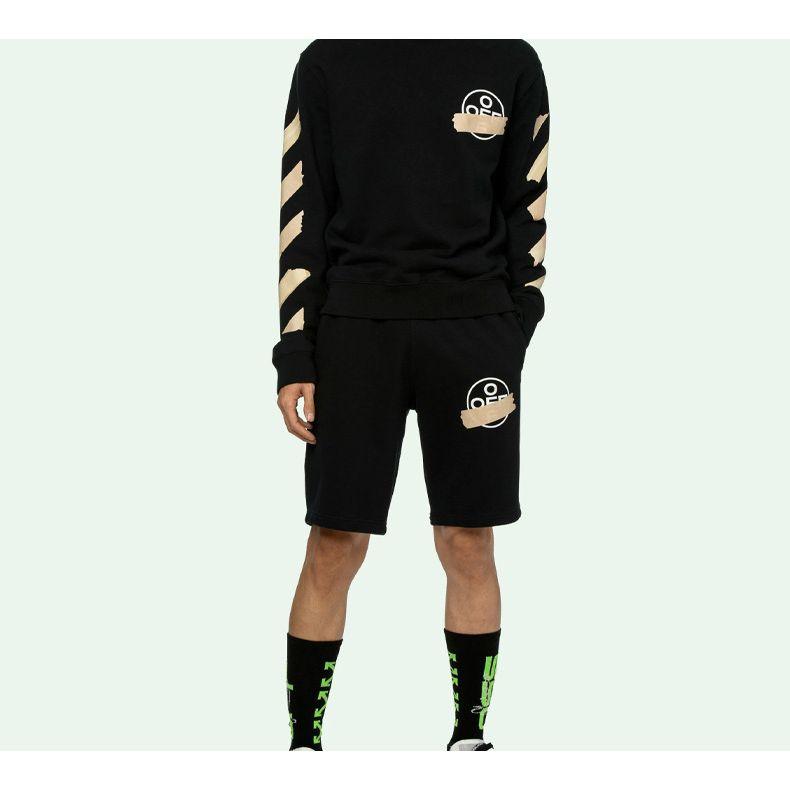 Off-White SS20 Tape Arrows Print Crewneck Long Sleeve Sweatshirt Men Tops Black OMBA025R20E300021048