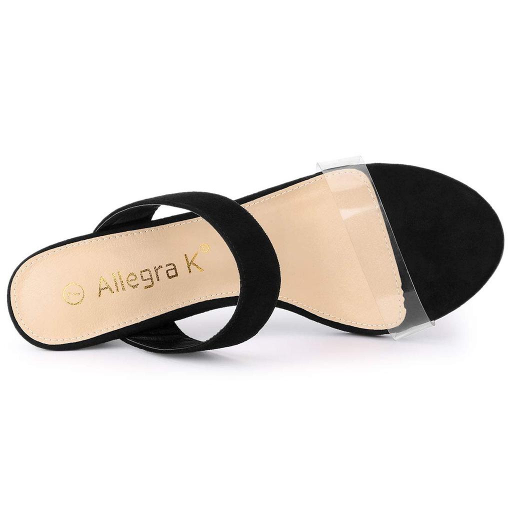 Allegra K Women's Stiletto Heel Slide Sandals with Clear Straps, Black, Size 25.5cm