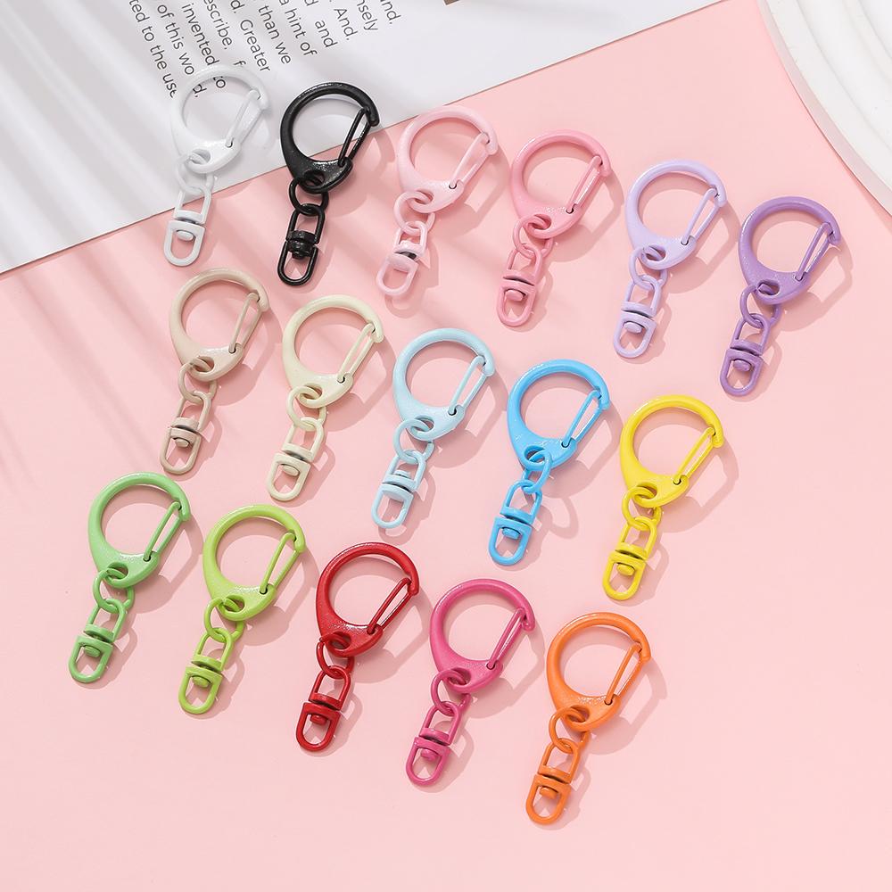 5pcs Alloy Colorful D-shaped Hooks With Rotatable Eight-character Buckle for DIY Keychains Crafts Bag Charms Key Ring Findings