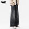 Baleno S&K Men's Autumn/Winter Loose Straight-Leg Fleece Jeans