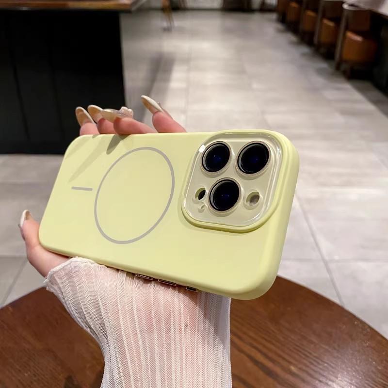 Applicable To IPhone16 Liquid Matte Silicone Thin Circle Magnetic Suction Phone Case Apple 15 Lens Film Full Inclusive Protection Case