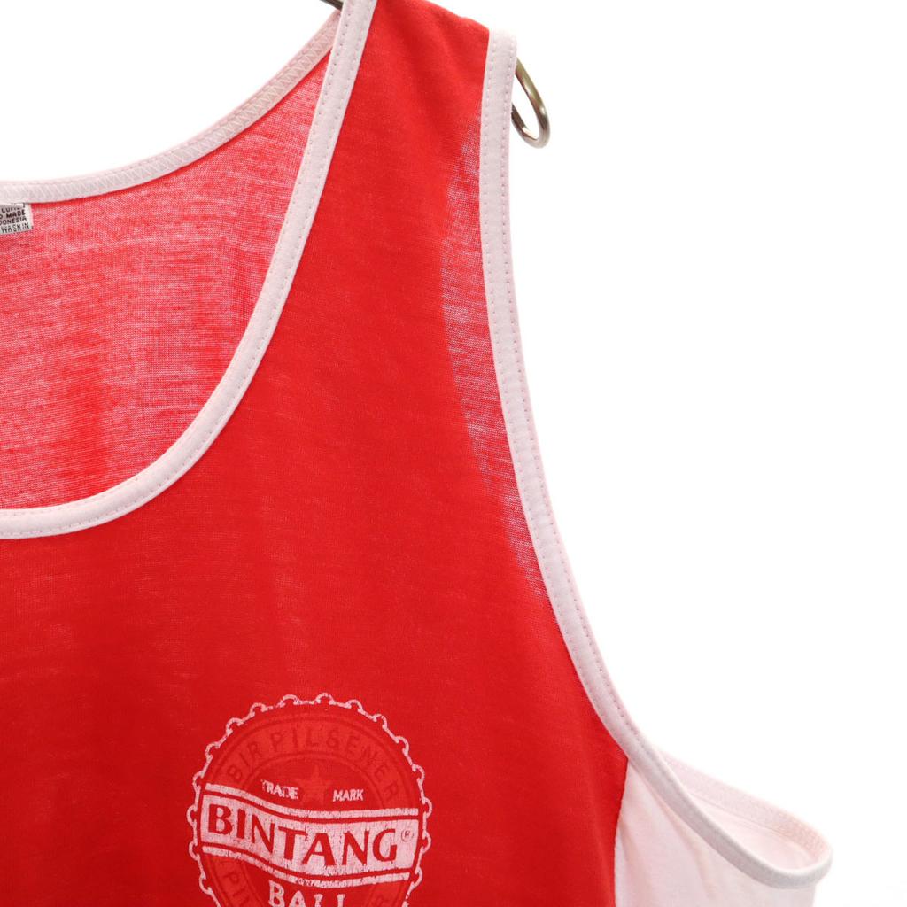 BINTANG 90s Old Back Logo Print Tank Top XXL Red Unisex Men's Used