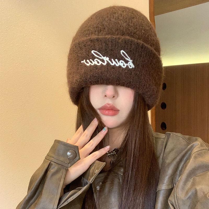 

Wool Blend Thick Woolen Hat Children s 2025 New Letter Head Circumference Knitted Warmth Ear Protection Cold M56—58cm кавовий