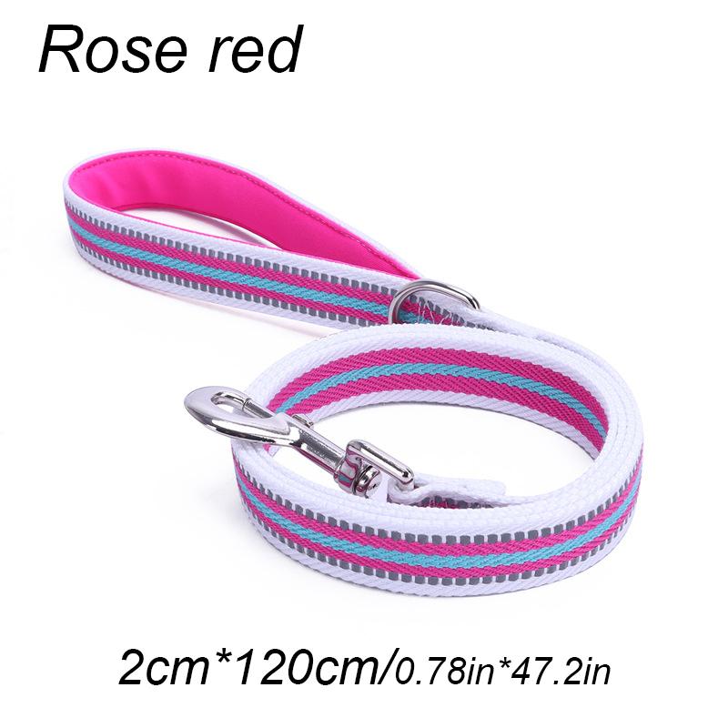 

Night Reflection Dog Cats Dogs Harness Collar Reflective Lead Strap Pet Towing Rope Guard Rope Pet Walking Training Leash рожевий червоний колір