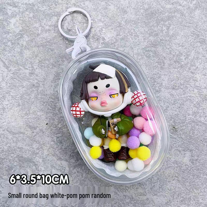 Pop Mart Transparent PVC Baby Stroller Bag - 3D Sun Design, 20cm Blind Box Display Storage Bag