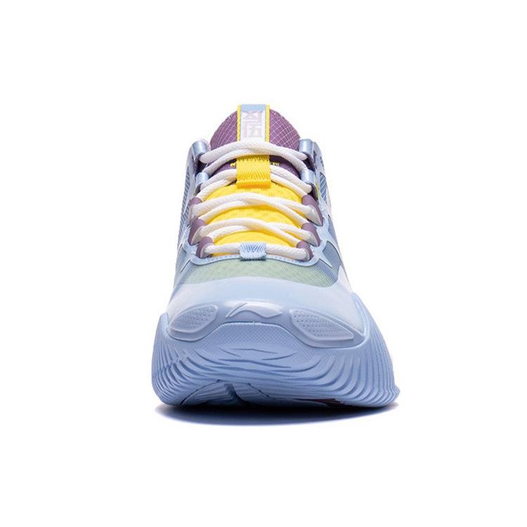 Li Ning Badfive 2 Low Rebound Cushioning Slip Resistant Abrasion Resistant Low top Basketball Shoes Men's Blue Purple ABFS003-2