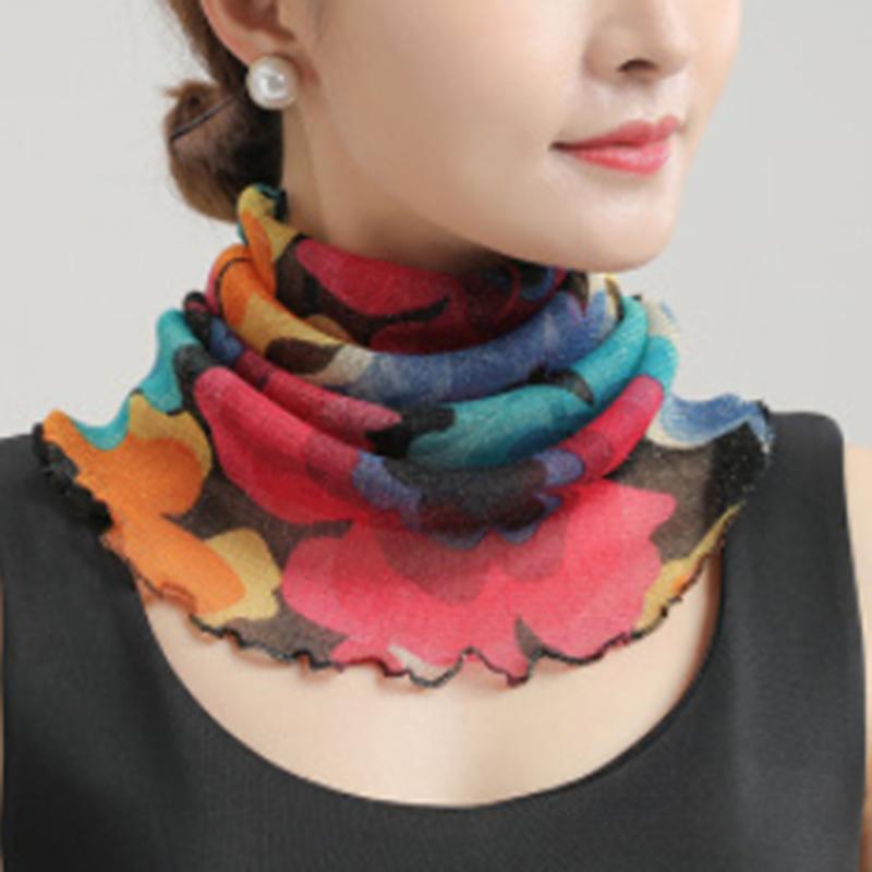 Chiffon Summer Neck Collar Scarf Ladies Face Cover Masks Silk Bib Sunscreen Variety Sun Protection Circle Scarf Mesh Headband